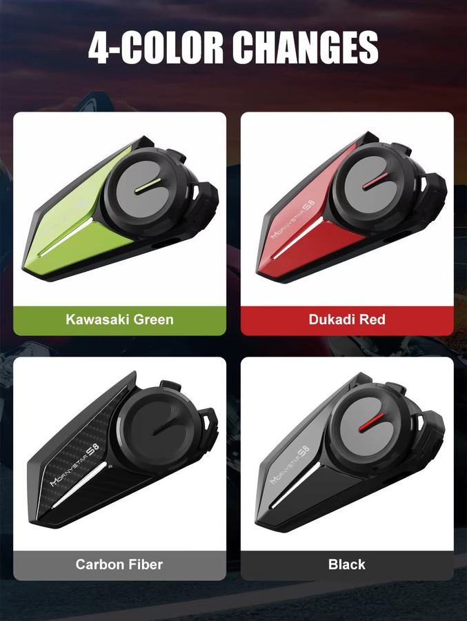Mornystar S8 Motorrad-Gegensprechanlage mit Bluetooth und GPS, wasserdichtes Helm-Headset für bis zu 6 Fahrer mit 1200 m Reichweite und FM-Funktion - Bild 5