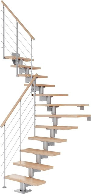 Dolle Mittelholmtreppe Cork Buche Perlgrau 1/4 Gewendelt Breite: 75 cm, Höhe: 292 cm - Bild 1