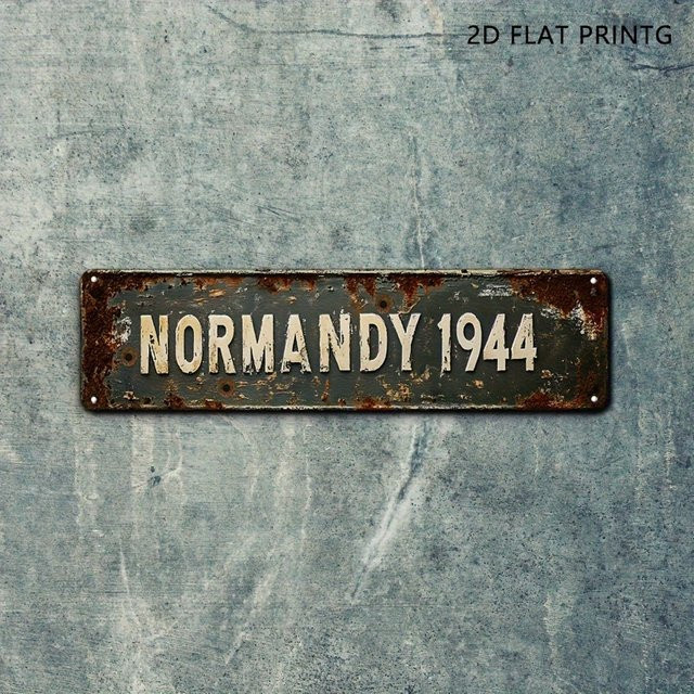 Vintage Metallplakette Normandie 1944 von CIFBUY als Wanddekoration in Mehrfarben, B/H: 40 x 40 cm - Bild 1