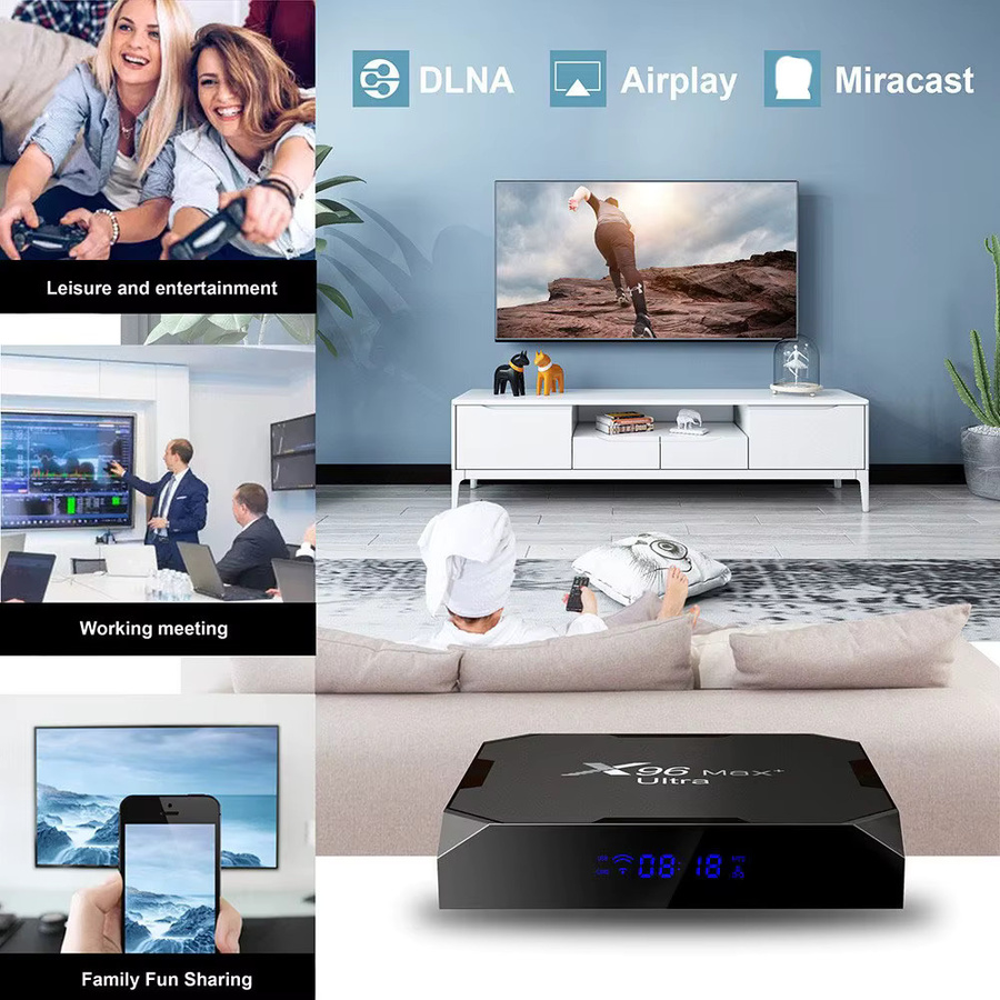 X96 Max+ Ultra Smart TV Box mit Amlogic S905X4 Quad-Core, 4GB RAM, 32GB/64GB ROM, Android 11.0, Dualband-WLAN, Bluetooth, 4K/8K AV1 H.265 Videodecoder, Mediaplayer in Schwarz - Bild 5