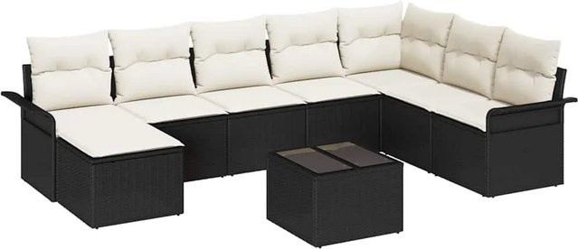 vidaXL Garten-Sofa-Set aus Poly-Rattan in Braun mit 9 Teilen, inklusive Kissen und integriertem Stauraum - Bild 1