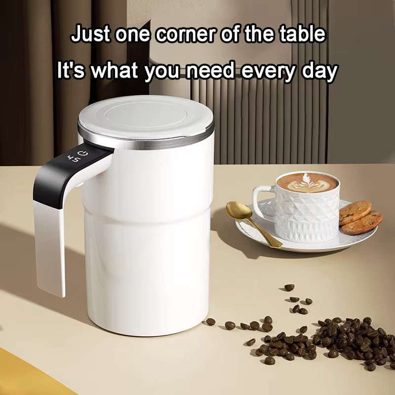 TINSOL Magnetische automatische Rührkaffeemaschine, intelligente elektrische Übergießkaffeemaschine und tragbarer Proteinpulvermixer mit USB-Aufladung, Weiß - Bild 4