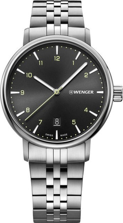Wenger Herrenuhr, Quarz, Edelstahl, Schwarz, 40 mm, 10 ATM