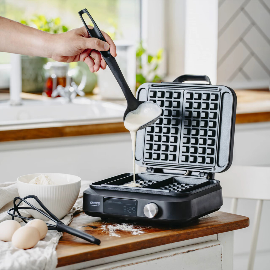 Waffelmaschine für belgische Waffeln mit 2200 W Leistung, LED-Anzeige, Box-Sensor und Antihaftbeschichtung, Schwarz - Bild 6