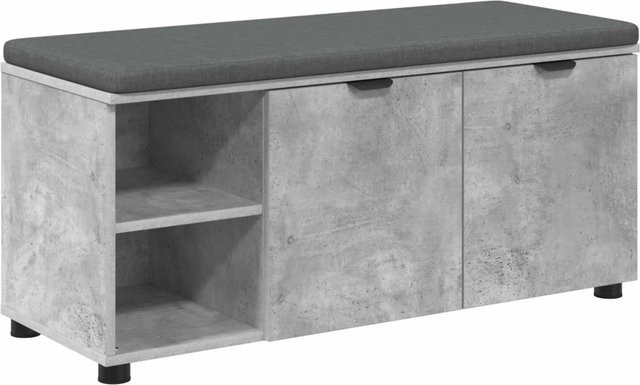 vidaXL Flurbank mit Kissen und Schuhregal in Betongrau, B/T/H: 100 x 38 x 46 cm - Bild 1