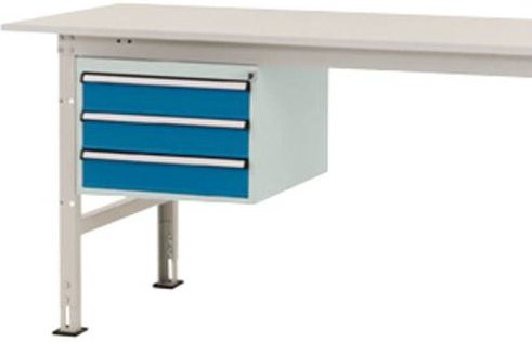 Manuflex PACKPOOL Gehäuse-Unterbau AS0004.0002 in Grau/Blau mit 3 Schubfächern für Tischtiefe 800 mm, Nutzhöhe: 300 mm - Bild 1