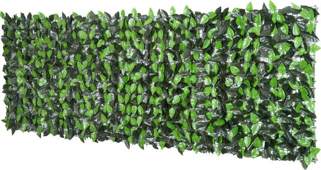 Outsunny Künstliche Pflanzenwand als Sichtschutz für Balkon und Outdoor, Dunkelgrün, B: 300 cm, H: 100 cm - Bild 1