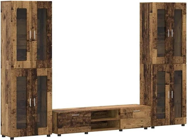 vidaXL TV-Schrankset aus Holzwerkstoff in Braun mit Schubladen und Regal im modernen Design - Bild 1