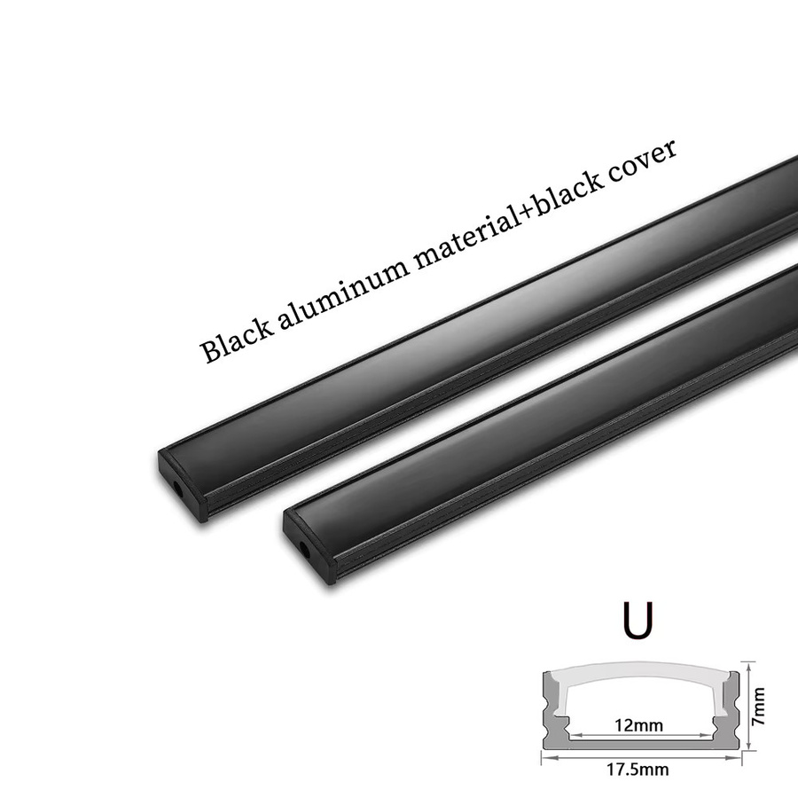 HOSDALY LED Aluminium Profil U-Form für LED Streifen in Weiß oder Schwarz, Länge: 0,5 m - Bild 2
