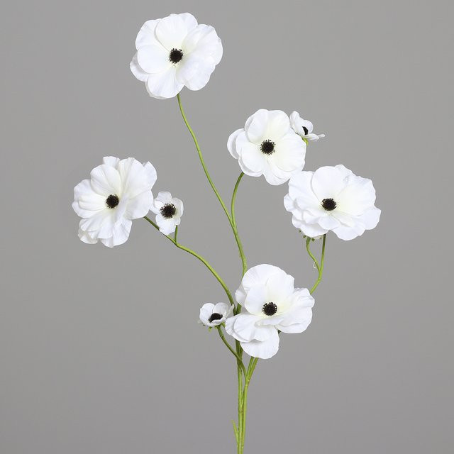 Kunstblume Anemone in Weiß aus Kunststoff, Höhe: 30 cm - Bild 1