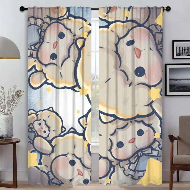 Verdunkelungsvorhänge mit Cartoon-Tier-Motiv, 2er-Set, Mehrfarbig, Breite: 60 cm, Höhe: 90 cm - Bild 1