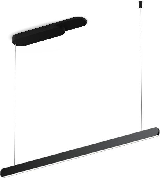 Occhio Mito linear volo 100 up LED-Pendelleuchte in Schwarz matt mit Black Phantom Kopf und Occhio air Modul für die Tischbeleuchtung - Bild 1