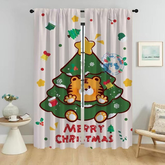 Weihnachts-Innenvorhänge für dein Zuhause, 2er-Set dekorative Fenstervorhänge für Wohnzimmer und Küche, Mehrfarbig, Breite: 50 cm, Höhe: 70 cm - Bild 1