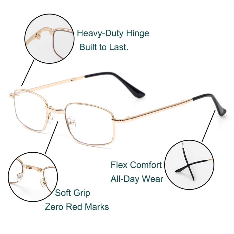 ZOZO TOMI Lesebrille, Metall, rechteckig, transparent, gold, Unisex - Bild 1