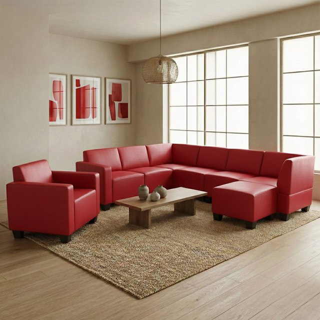 MCW Modular Sofa-System Lyon 6-1-1 in Rot aus Kunstleder im modernen Lounge-Stil - Bild 1