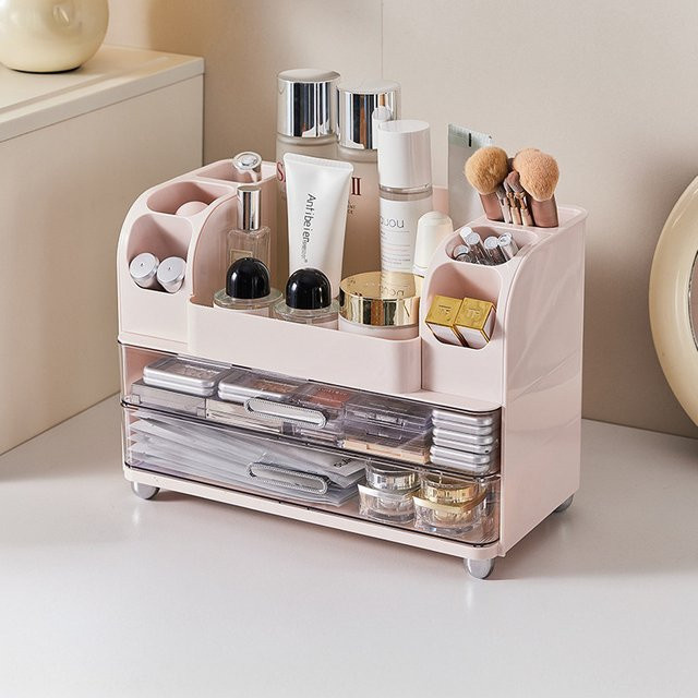 Kosmetik-Aufbewahrungsbox aus Kunststoff in Pink für Make-up und Hautpflegeprodukte - Bild 1