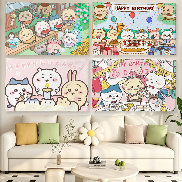 Chiikawa Niedrige Flagge Dekoration in Multicolour, B: 60 cm, H: 40 cm - Bild 1