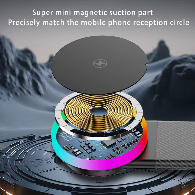 VIKEFON Magnetische Auto Handyhalterung mit 15W Drahtlosem Ladegerät für MagSafe iPhone, Schwarz - Bild 2