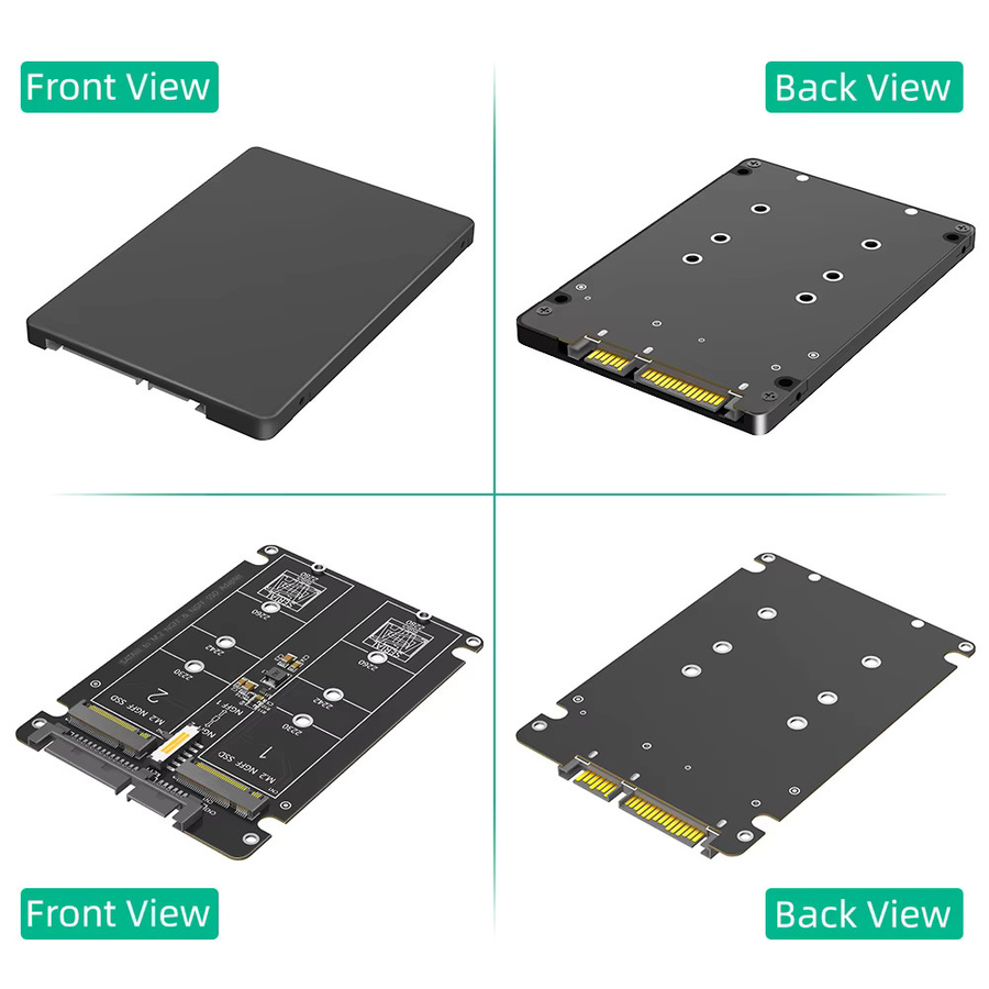 T.F.SKYWINDINTL Dual M.2 zu SATA 3.0 Adapterkarte 2-in-1 für NGFF SSD Formfaktoren 2230 2242 2260 - Bild 2