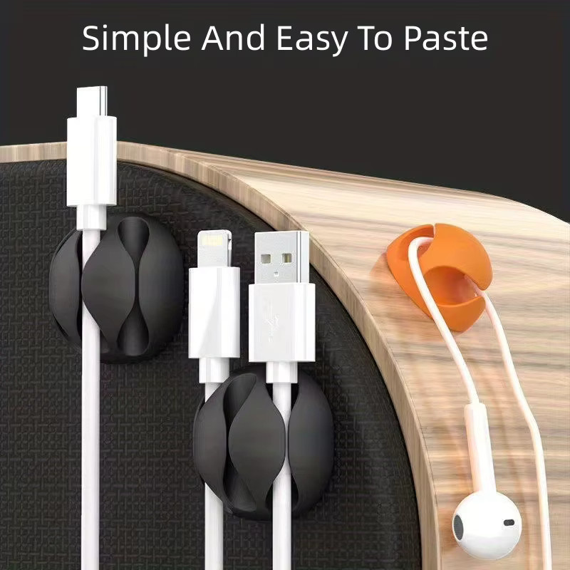 4er-Set Selbstklebender 3-Slot Kabelclip Organizer in Weiß für USB-C und Mauskabel - Bild 2