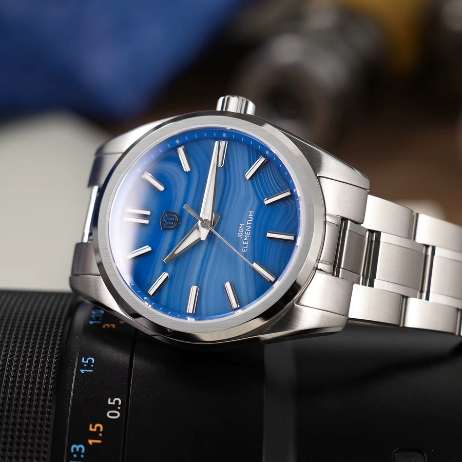 Watchdives Armbanduhr, Quarz, Edelstahl, Blaues Achat Zifferblatt, 38 mm, Herren - Bild 5