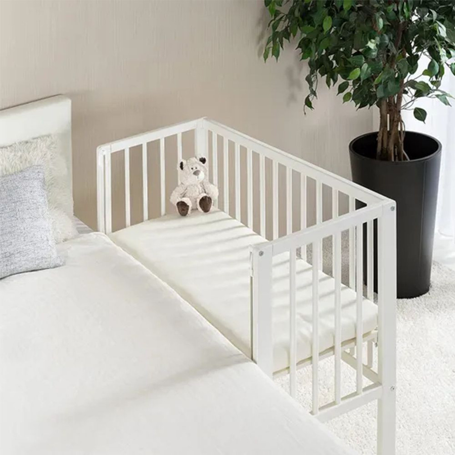 Fillikid Beistellbett Premium Vario 2in1 aus Massivholz mit Drop-Side für Babys in Weiß - Bild 2
