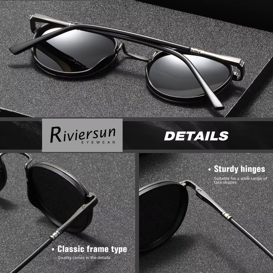 RIVIERSUN Sonnenbrille, Rund, Vollrand, Metall, Schwarz, Unisex - Bild 2