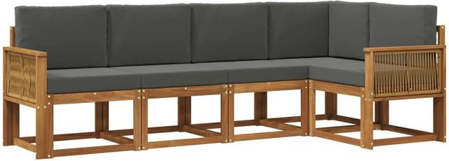 vidaXL Outdoor-Sofagarnitur aus Akazienholz in L-Form mit anthrazitfarbenen Polstern und UV-beständigem Polyester - Bild 1