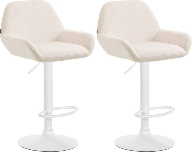 CLP 2er Set Barhocker Braga in Beige mit Samtbezug und Metallgestell, höhenverstellbar und drehbar - Bild 1