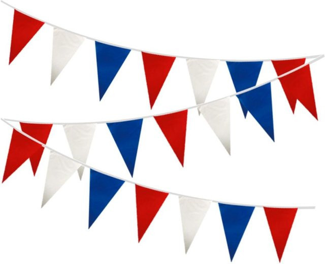 TOMTOP JMS Wimpel-Banner USA Unabhängigkeitstag Dreieckige Party-Dekoration in Rot, Blau und Weiß aus Textil - Bild 1