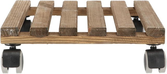 Quadratische Holzbasis auf Rädern in Braun für Zimmerpflanzen - Bild 1