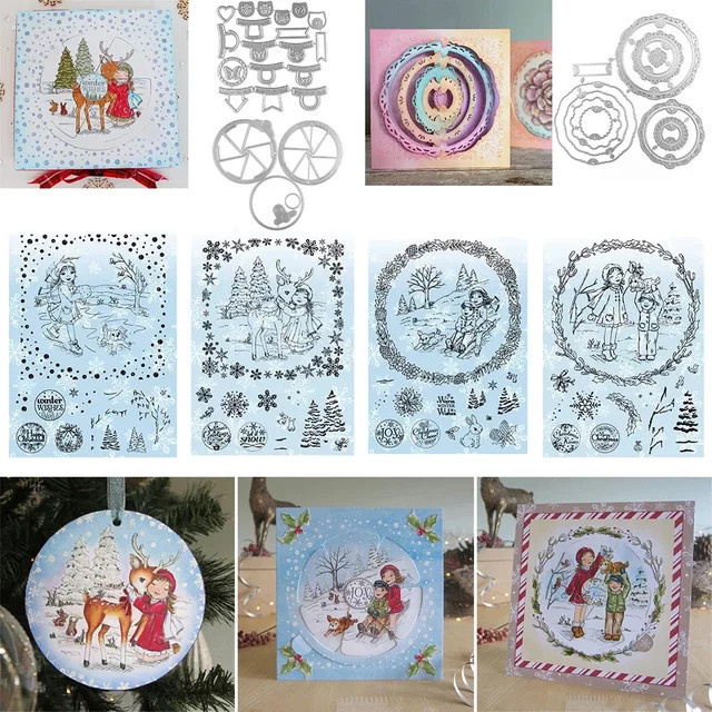 Magic Windows 3D Slot&Spin Vintage Set mit Stempel und Stanzformen für Weihnachten und DIY Scrapbooking in Multicolour - Bild 1