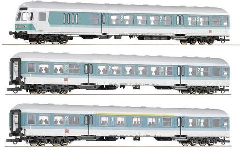 Roco 3er-Set Nahverkehrswagen der DB AG in H0, 1./2. Klasse, minttürkis und lichtgrau - Bild 1