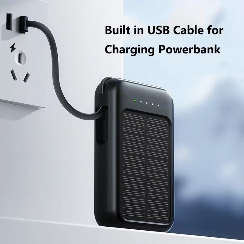 Lenovo Solar-Powerbank mit 50000 mAh und integrierten Kabeln in Schwarz - Bild 3