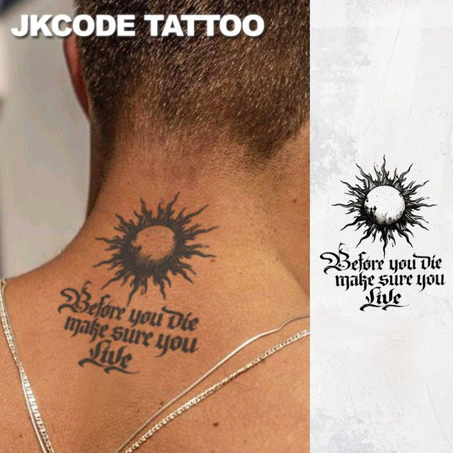 JKCODE TATTOO Temporäre Tattoos, Flammen-Sonnen-Muster, Herren - Bild 1