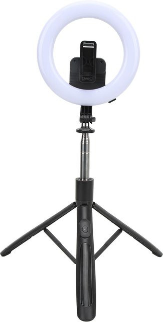 Igeteck 8 Zoll Ringlicht Set mit Stativ, Bluetooth Fernbedienung und Smartphone Halterung in Weiß - Bild 1
