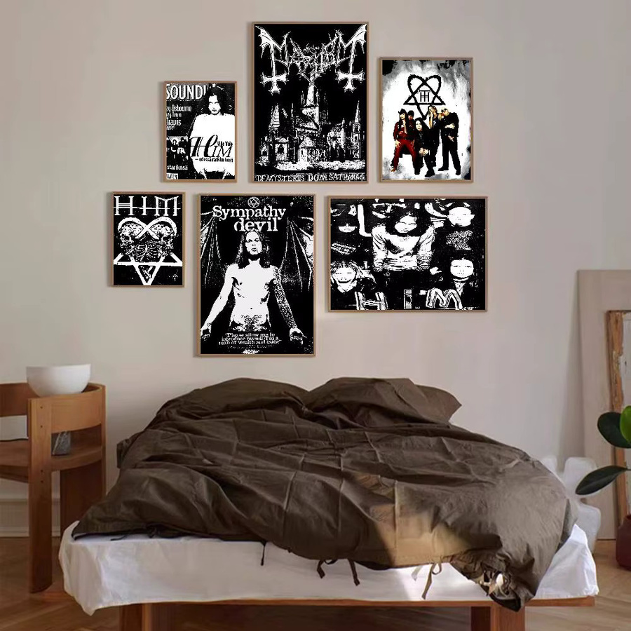 Anime Poster Rock H-hIM Band Wanddekoration aus weißem Kraftpapier mit Klebefläche, B/H: 15 x 15 cm - Bild 2