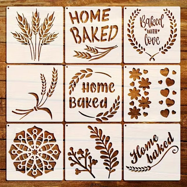 HUXUAN 9 Stück Brotstempel-Schablonen Set aus Kunststoff in Weiß für DIY-Backvorlagen von Brot, Kuchen und Keksen - Bild 1