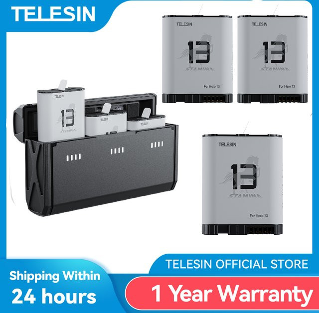 Telesin Endurance 1950 mAh Akku mit 3-Slot TF-Karten-Ladebox für GoPro Hero 13 - Bild 1