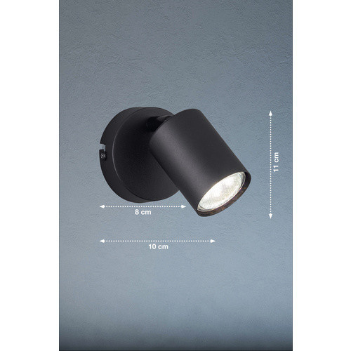 Fischer & Honsel Wandleuchte Vano, 1-flammig, Schwarz, Metall, GU10, LED - Bild 4