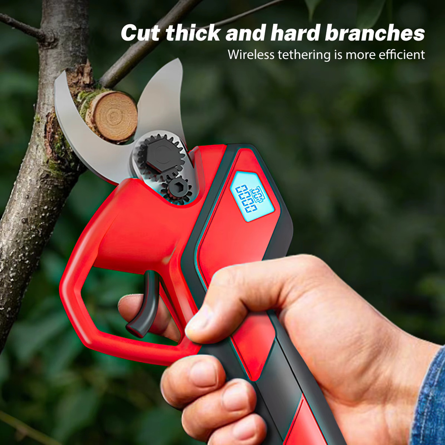 Makita LXT Bürstenlose Elektro-Gartenschere für Obstbäume und Bonsai mit Display, kabellose Baumschere in Rot, kompatibel mit Makita 21V Akku - Bild 5