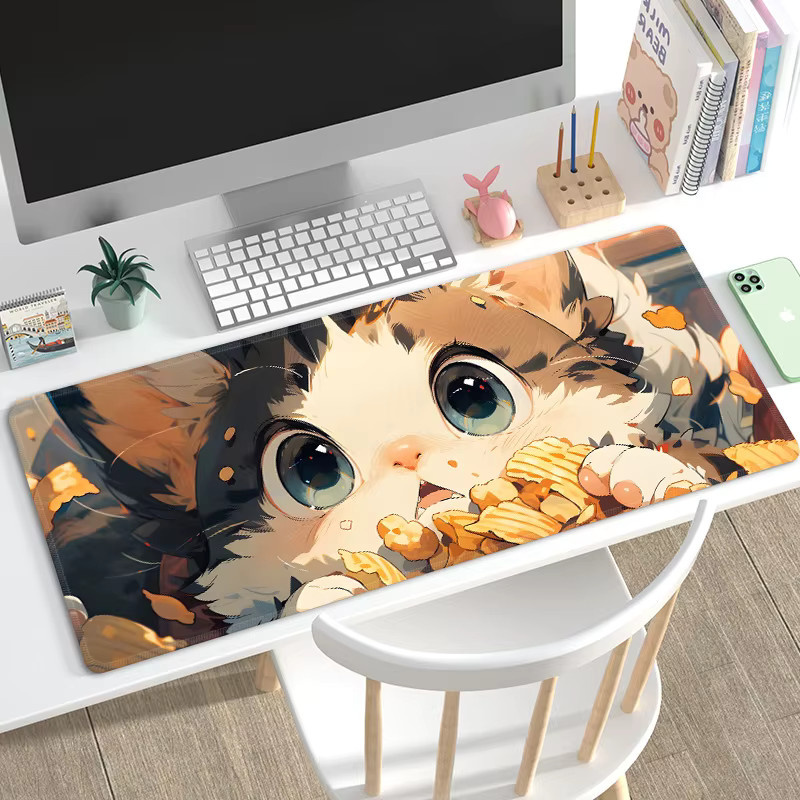 Extragroßes Mauspad mit niedlichem Cartoon-Katzen-Design in Multicolour als Schreibtischunterlage für Büro und Computer - Bild 2