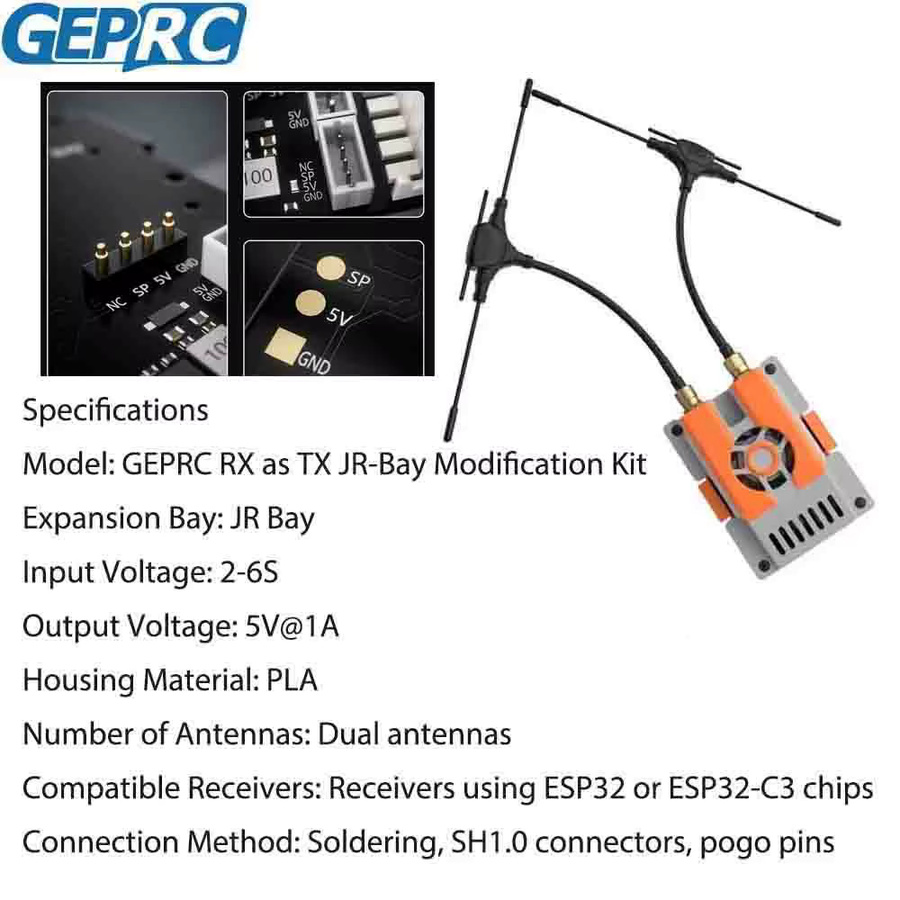 GEPRC Empfänger gepaart 915M/2,4G Dual-Frequenz-Modus RC Flugzeug FPV Long Range Drone DIY RC RX als TX JR-Bay Modifikationskit, Zubehör - Bild 2