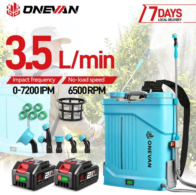 ONEVAN Hochleistungs-Elektrosprüher 20L in Blau für Makita LXT 18V Akku mit 3,5L/min Sprühleistung für Garten und Landwirtschaft - Bild 1