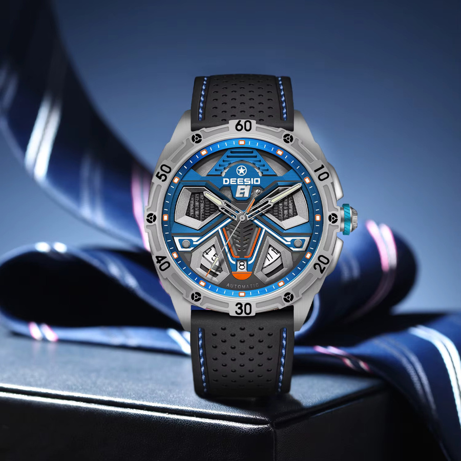 Deesio Armbanduhr, Automatik, Edelstahl, Saphirglas, Blau, Herren - Bild 3