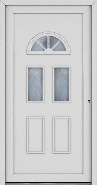 Roro Haustür OKE 1106 Kunststoff in Weiß mit Glaseinsatz, DIN Rechts, B: 100 cm, H: 200 cm - Bild 1