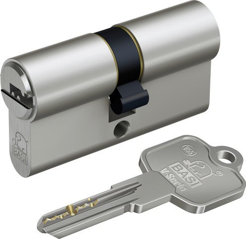 BASI Profil-Doppelzylinder aus Messing in Silber, 30/50 mm - Bild 1