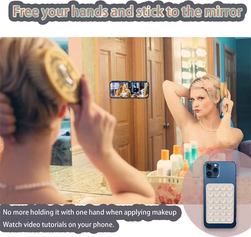 NMEGOU Silikon-Handyhülle mit Saugnapf und Standfunktion für iPhone und Samsung in Pink - Bild 3