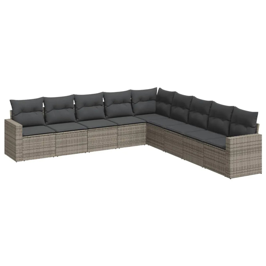 vidaXL 9-tlg. Garten-Sofagarnitur in Grau aus Poly-Rattan mit Kissen und Stauraum - Bild 2