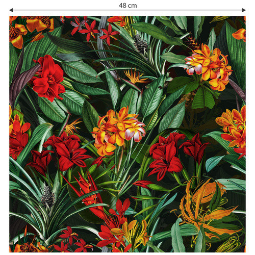 K&L Wall Art Vintage Vliestapete mit tropischen Blumen in Grün und Rot, mehrfarbig und matt - Bild 5